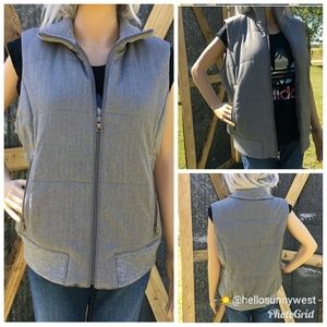 Banana Republic L Grey Herringbone Puffer Vest NWT